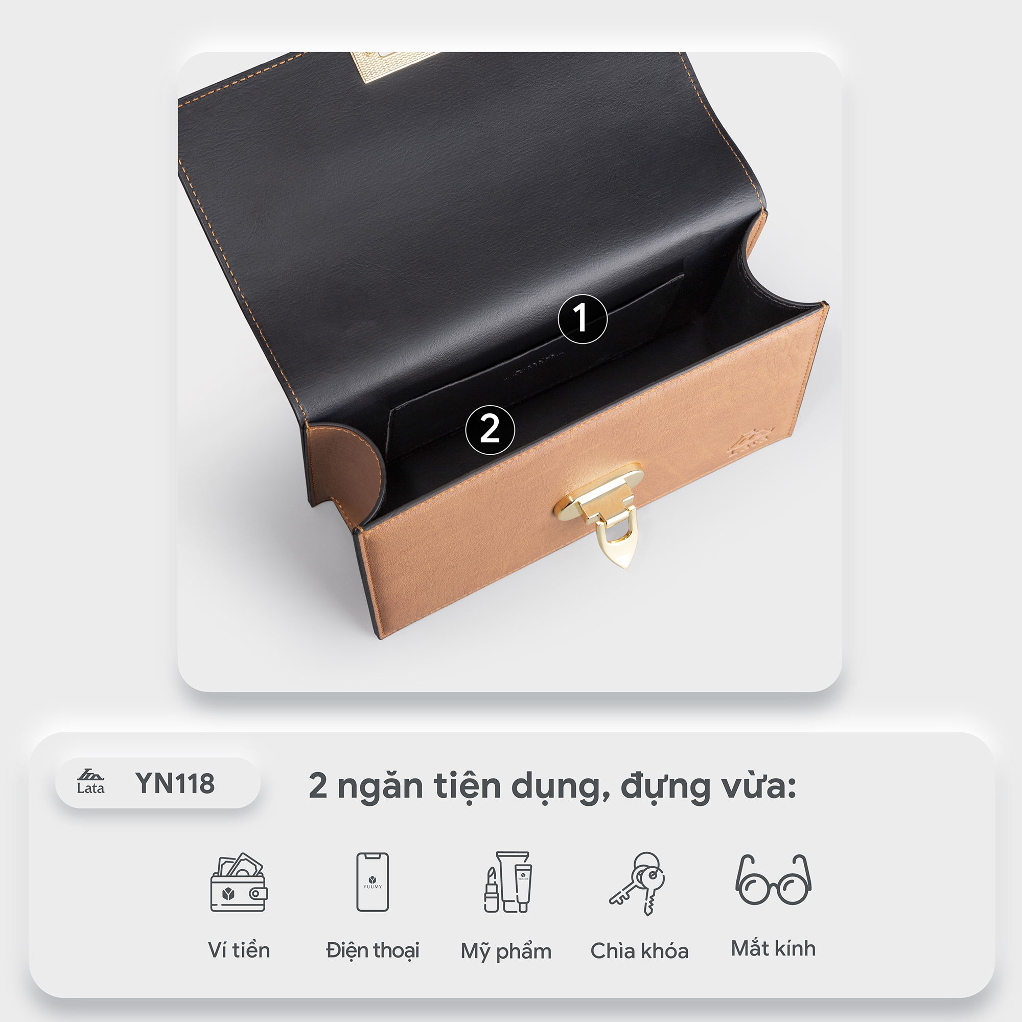 Túi Lata ( Thời trang nữ dự tiệc phối khóa  - Túi đeo chéo da HN86 )