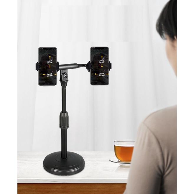Giá kẹp điện thoại để bàn xem phim, livestream, học online - Giá đỡ điện thoại để bàn - Kẹp 2 điện thoại