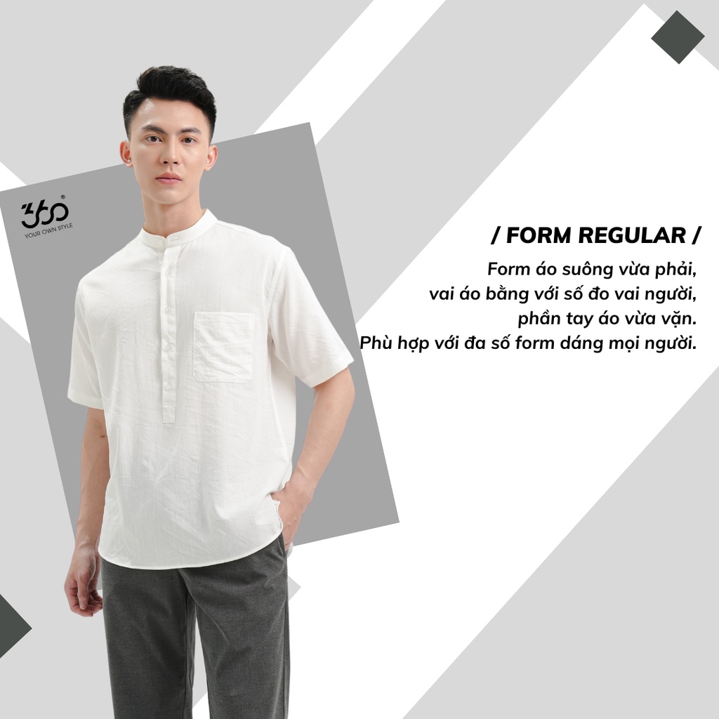 Áo sơ mi nam cổ tàu 4 cúc thương hiệu 360 Boutique sơ mi henley chất liệu đũi xước form relax - STNOL310