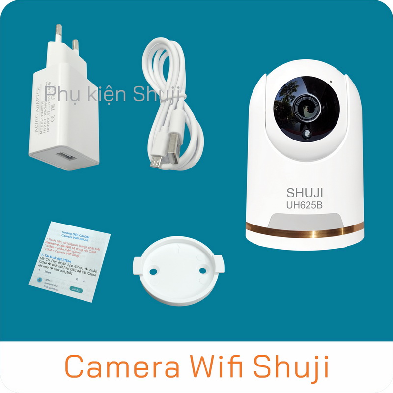 Camera Wifi không dây SHUJI UH625B - Xoay 360 độ- Báo động khi có trộm- Ghi âm và Đàm thoại 2 chiều- Hàng chính hãng được nhập khẩu chính thức bởi Cty TNHH Shuji (VN)- Bảo hành 24 tháng