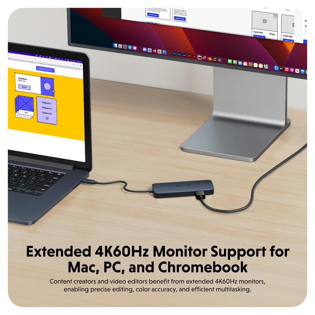 HUB chuyển đổi HyperDrive Next 8 in 1 PORT USB-C cho Macbook/ Laptop – Truyền tải dữ liệu nhanh HD4004GL - Hàng Chính Hãng