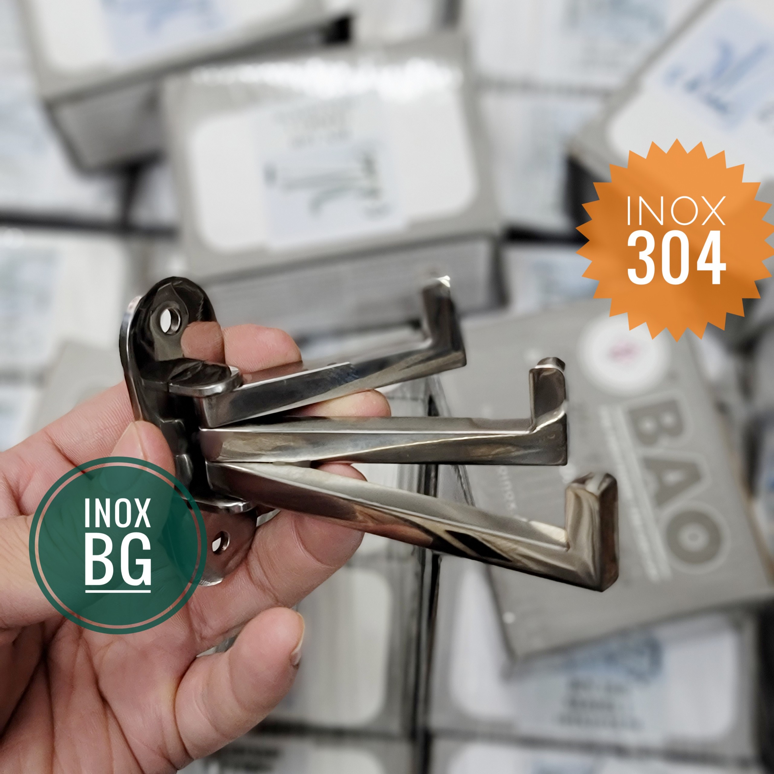 Móc 3 chạc treo quần áo gấp gọn INOX BAO