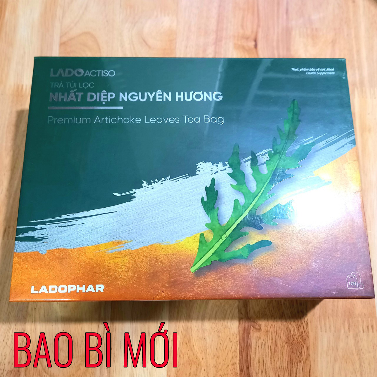 Trà Atiso Ladophar nhất diệp nguyên hương hộp 100 túi lọc Hỗ trợ tăng cường chức năng gan, tăng tiết mật, lợi tiểu Tăng cường chức năng tiêu hoá tặng 1 túi trà