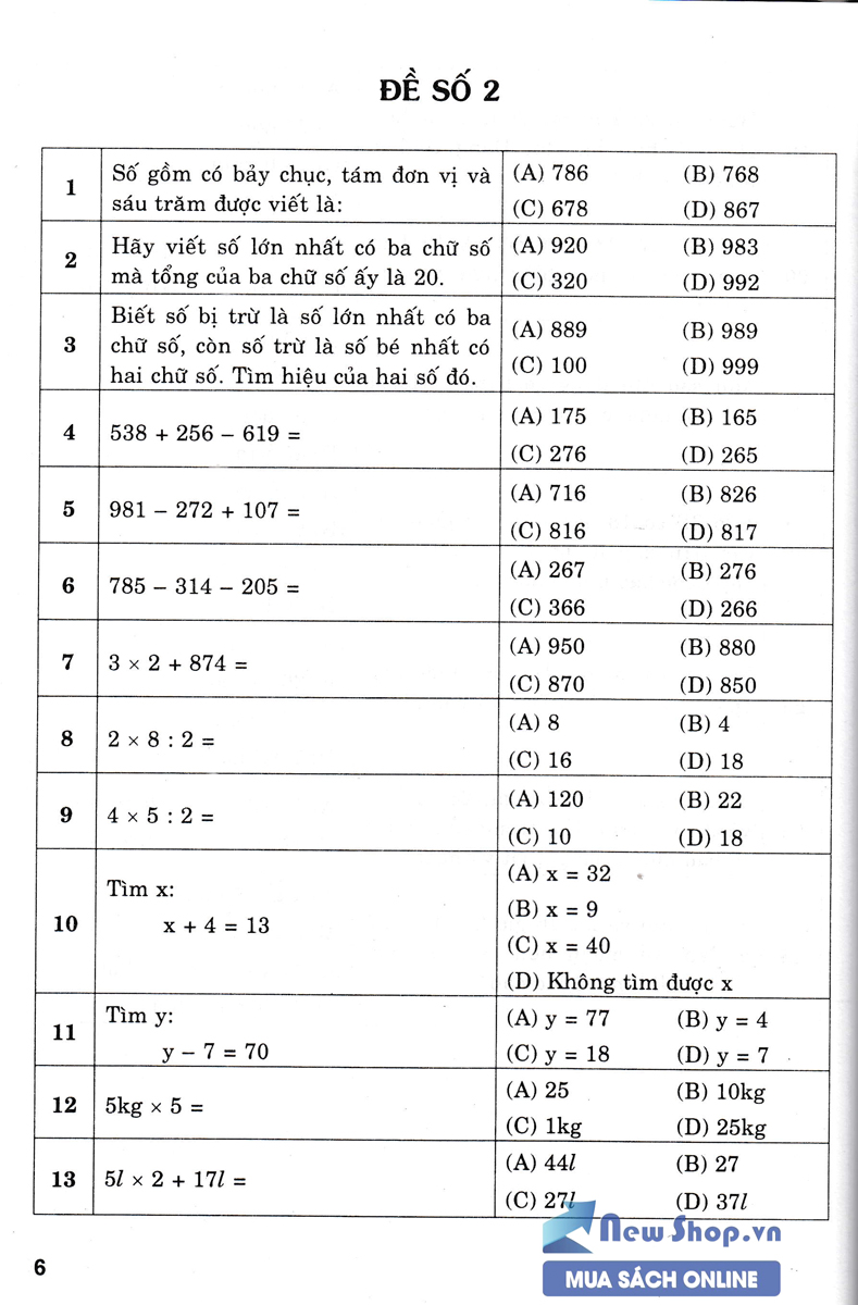 500 BÀI TOÁN TRẮC NGHIỆM LỚP 3  - HA