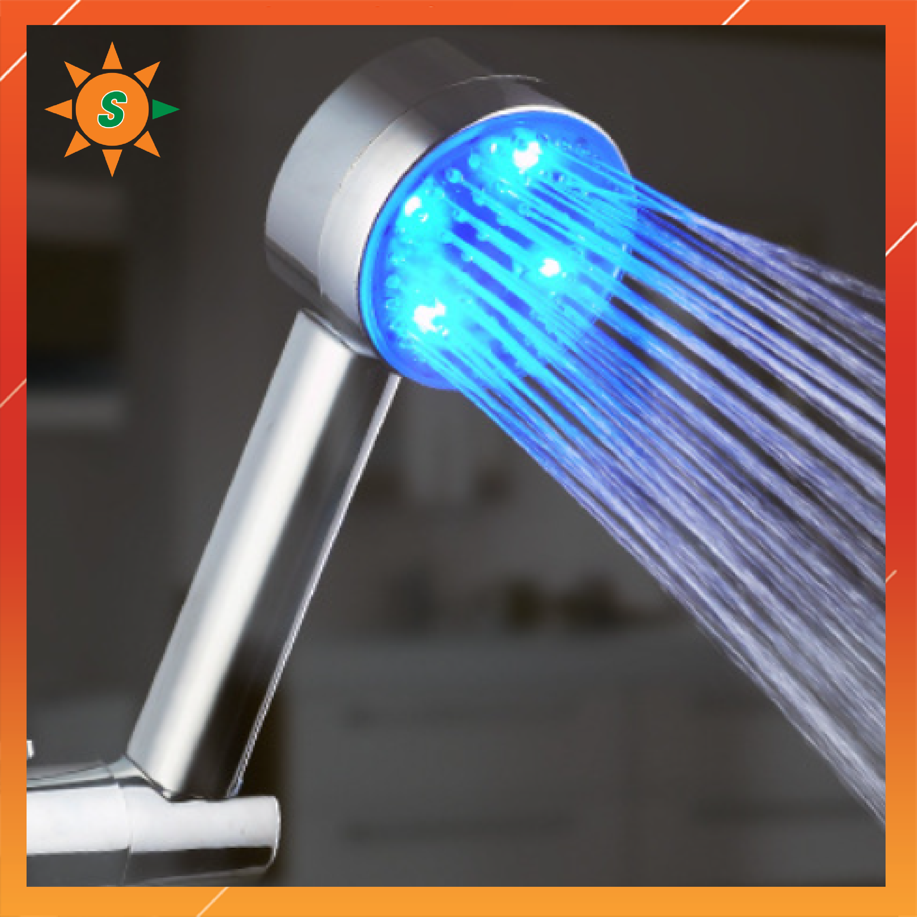 Vòi tắm sen tăng áp lực nước, có đèn thay đổi màu theo nhiệt độ, không cần dùng điện và Pin