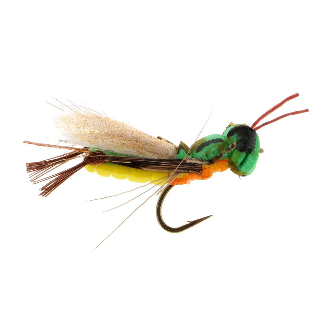 2pcs Grasshopper Handmade Fly Fishing Lures Floating Fly Fishing Flies