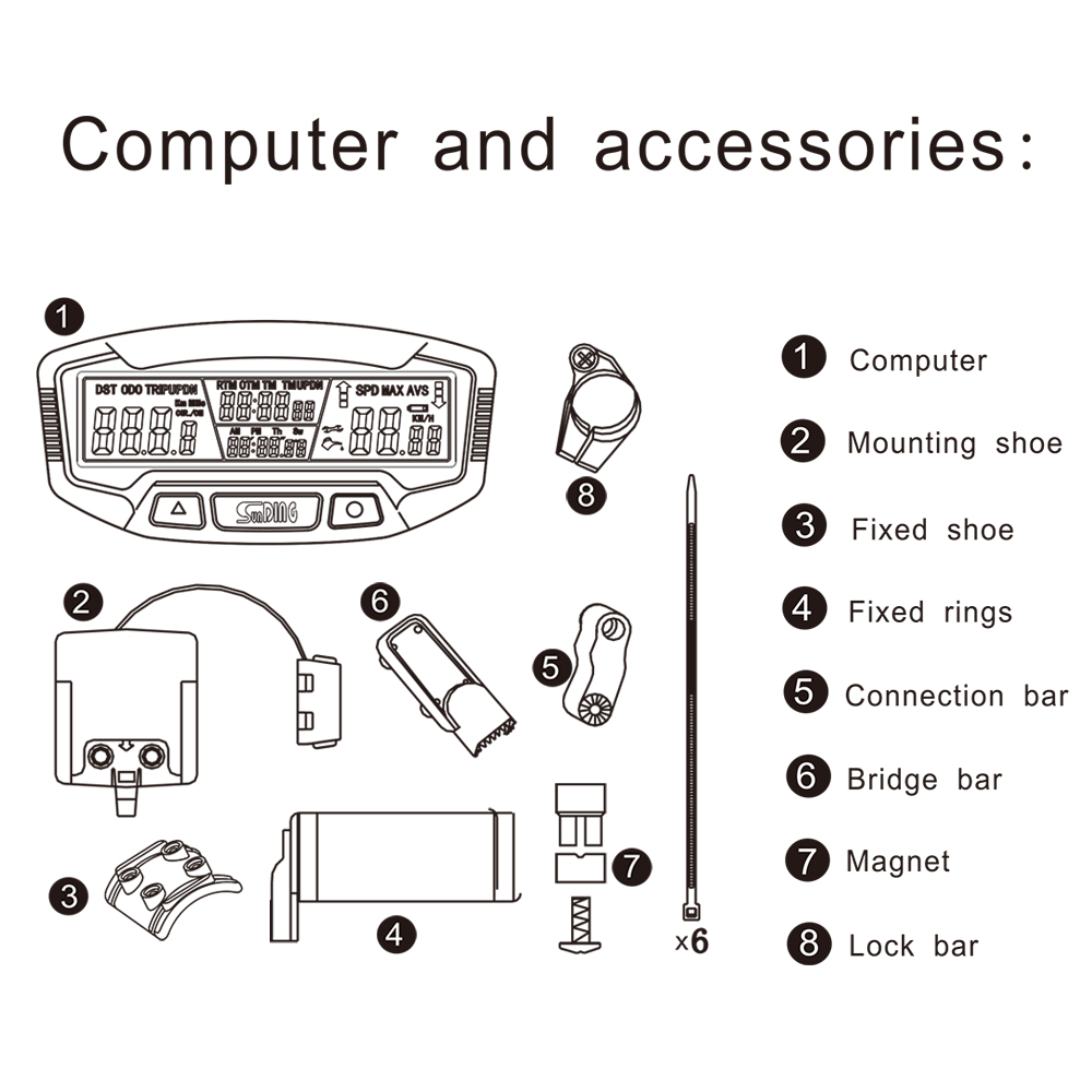 Dồng hồ đo vận tôc màn hình LCD cho xe đạp