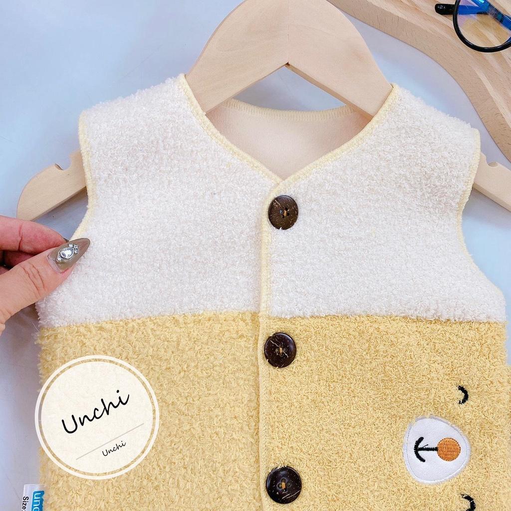 Áo gile tai gấu UNCHI chất lông mềm mại có lót nhung mẫu mới 2022 cho bé 4-14kg