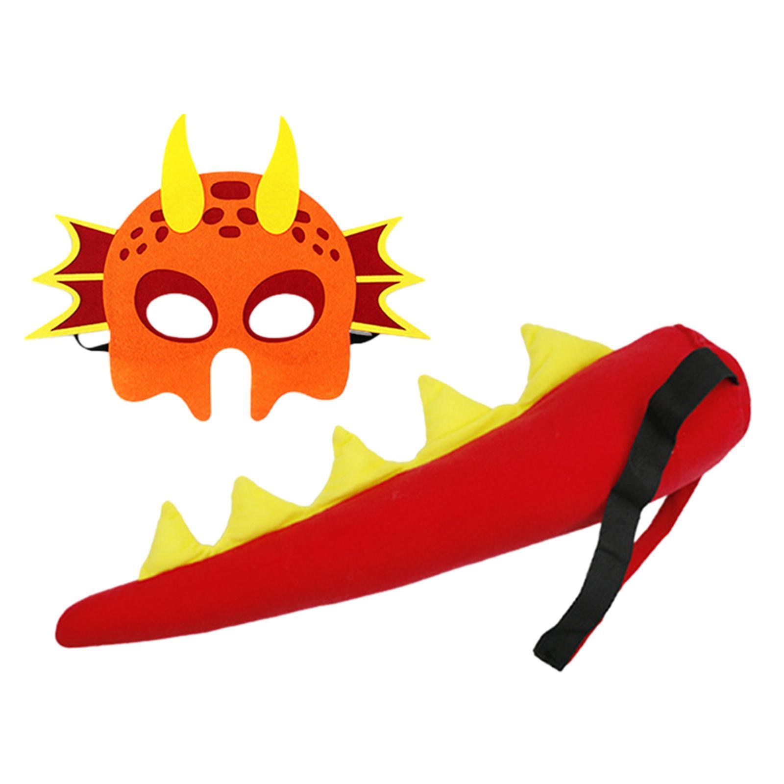 Dragon Costume for Kids Dinosaur Tail Sets Role Play Cosplay Imaginative Play Dinosaur for Carnival, Nightclub, Children