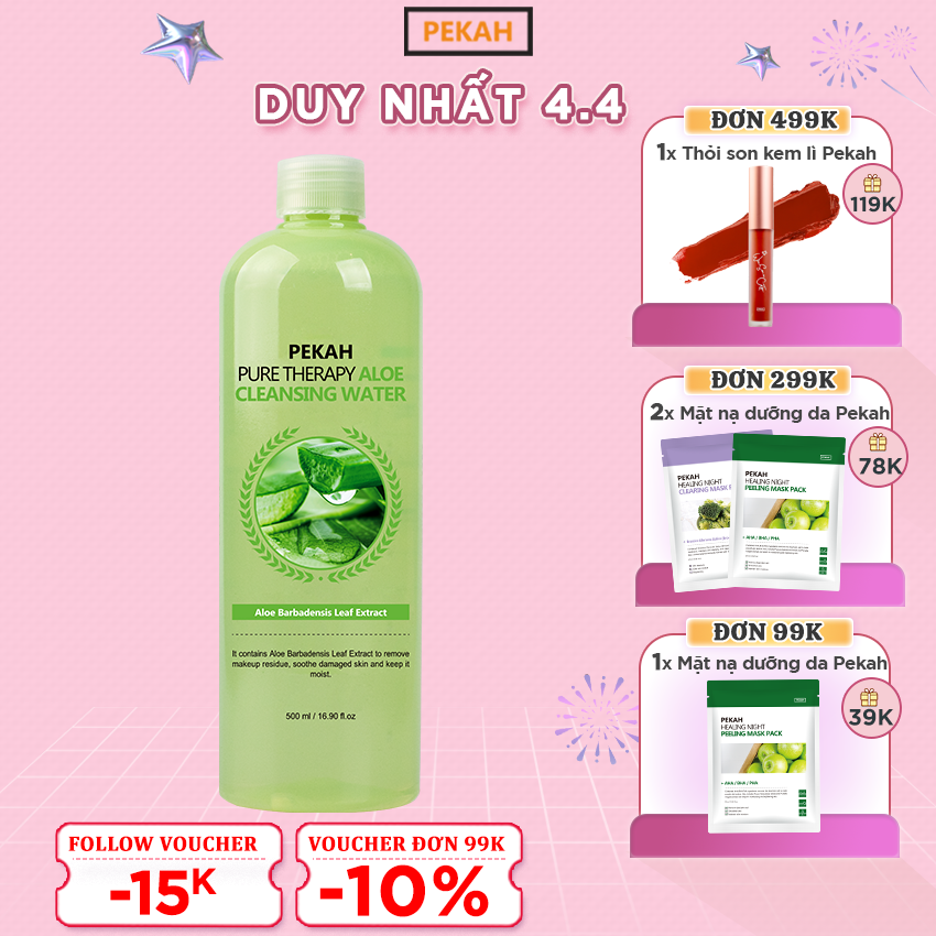 Nước tẩy trang dưỡng ẩm PEKAH PURE THERAPY ALOE CLEANSING WATER