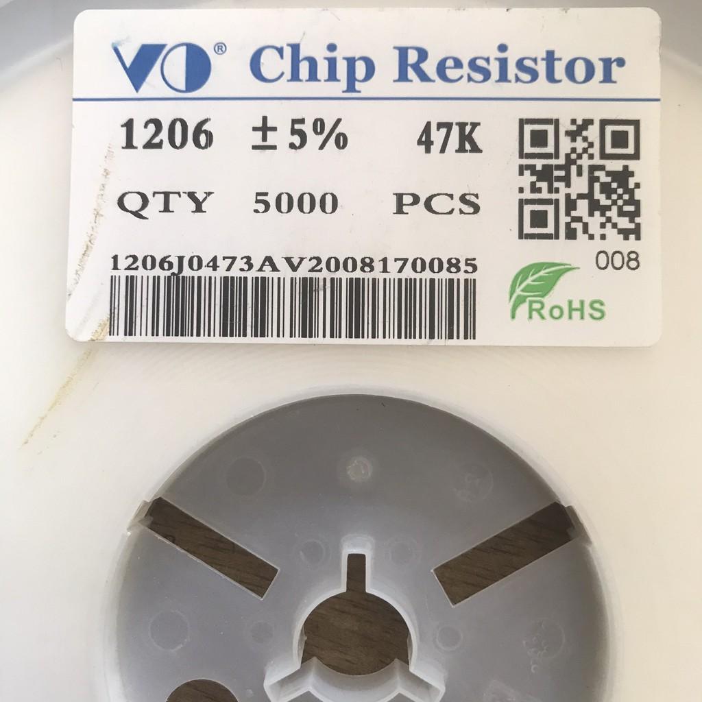 Combo 100 điện trở chip trở dán 1206 47K sai số 5% trở 47K dán trở 473 smd