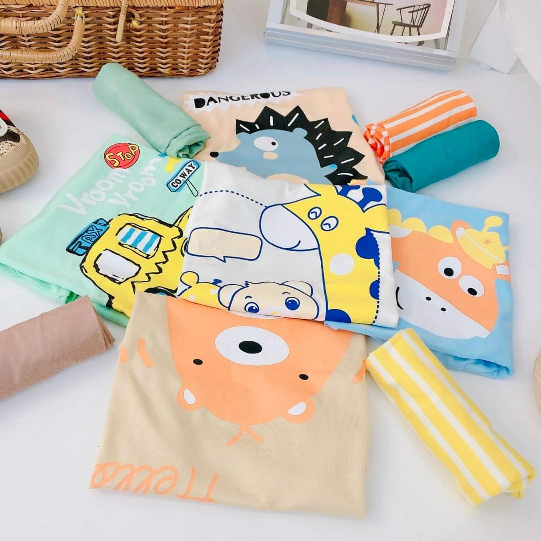 Bộ cộc tay thun lạnh Minky Mom vải mịn mát co giãn thấm hút mồ hôi cho bé từ 4-15kg – BCT22