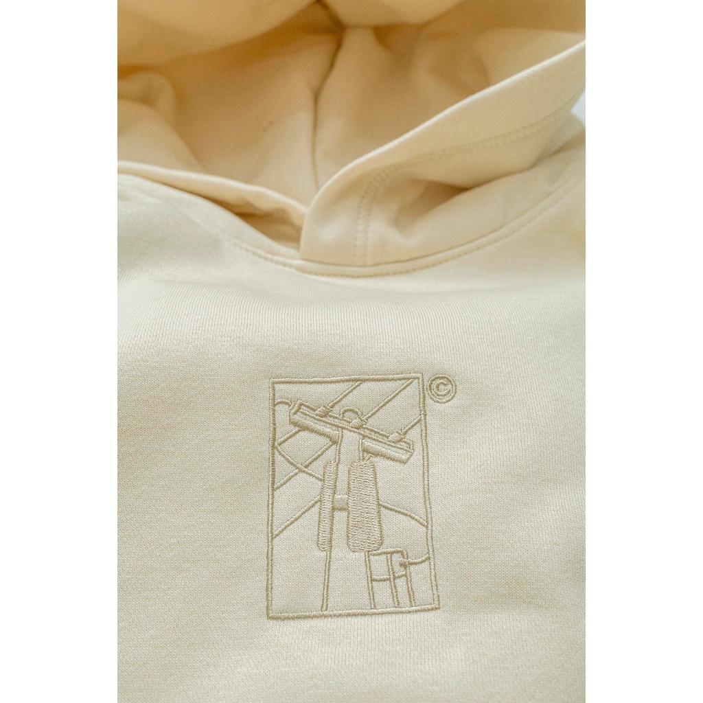 Áo Hoodie Unisex Nam Nữ Thêu Logo TeeHolic Màu Kem - THS