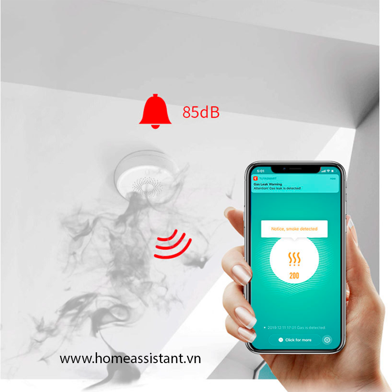 Đầu Cảm Biến Báo Khói Hỏa Hoạn Zigbee Tuya ZW05 (Hỗ trợ Home Assistant)