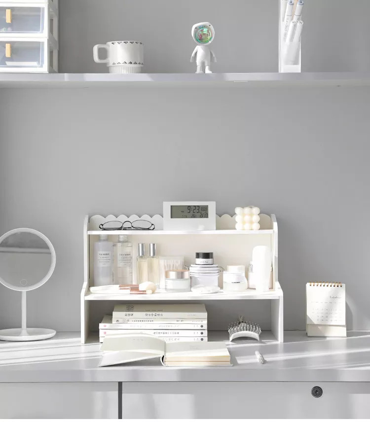 Kệ đựng đồ kệ gỗ kệ decor bàn học Giá Để Bàn Kệ Đựng Đồ Màu Trắng Hai Tầng Bằng Gỗ Giá Đựng Mỹ Phẩm Giá Đựng Đồ Để Bàn Học Sinh