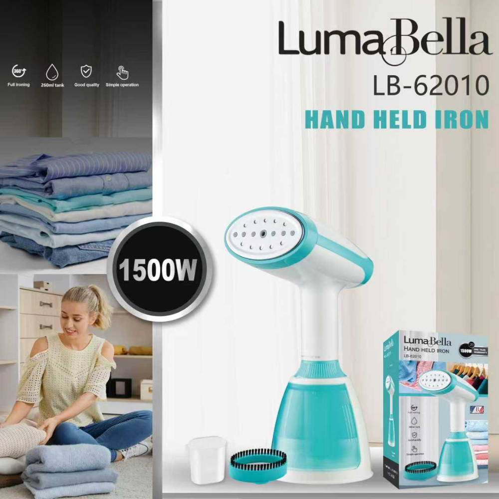 Bàn ủi hơi nước cầm tay đa năng Lumabella LB-62010 công suất cao 1500W, ủi phẳng nhanh, ủi được mọi loại vải - HÀNG CHÍNH HÃNG