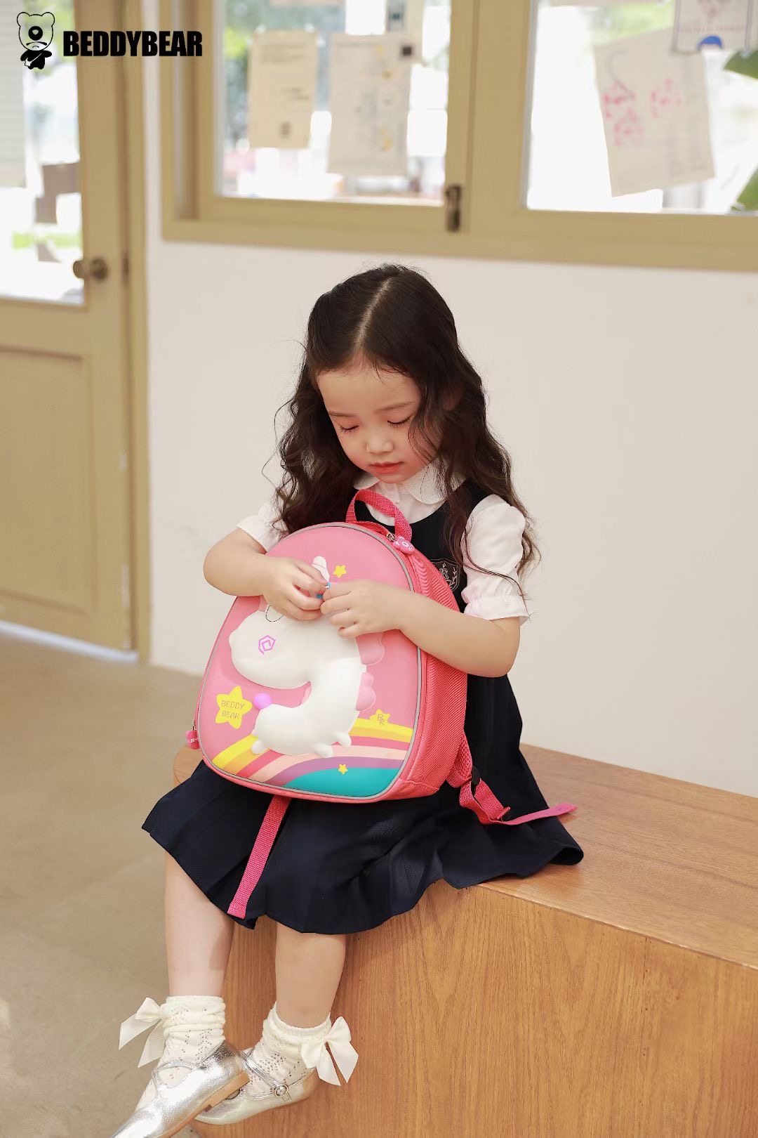 Balo Bé mẫu giáo Beddybear Phù hợp trẻ từ 02 tuổi Thương hiệu Beddy bear - Thiết kế kèm dây chống thất lạc mẫu mới - Sản phẩm bảo hành chính hãng 2 năm