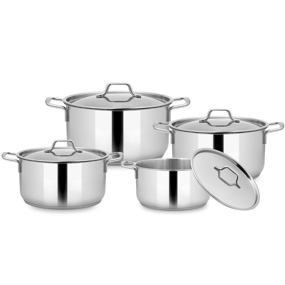 Nồi inox 3 Đáy Từ - Bộ 4 Nồi Inox Nắp Vung Inox