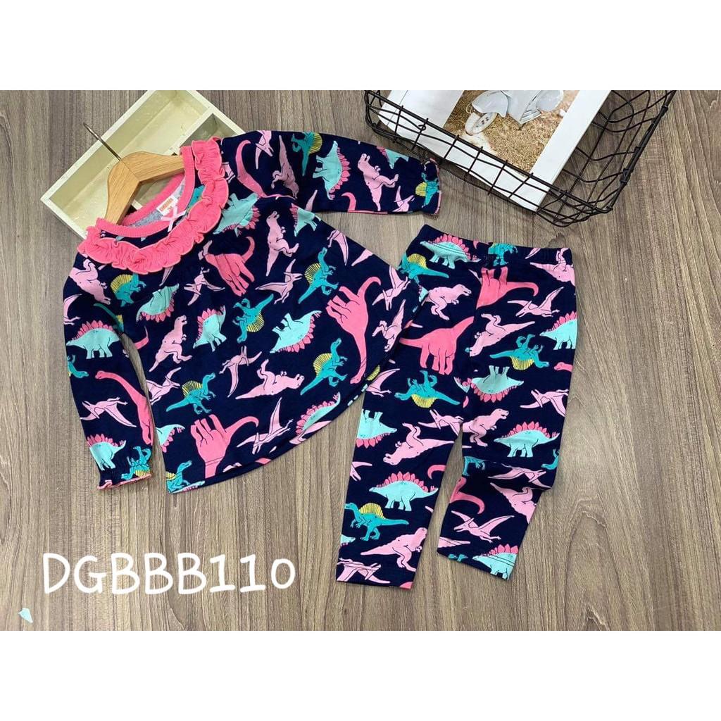 Bộ dài tay thun borip bèo cổ siêu xinh cho bé gái từ 11 đến 23kg - Bộ dài bé gái