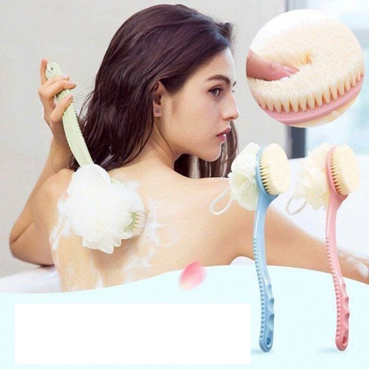 Cây Chà Lưng, Bàn chải Cọ Lưng, Bông Tắm, Massage Lưng 2 đầu Đa năng cao cấp - Tặng một hộp đựng bánh xà phòng