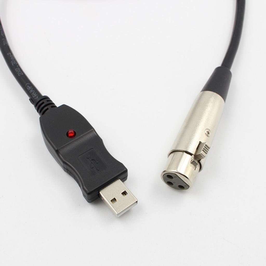 USB Microphone Cable USB Male-Female Mic Converter Studio Audio Line-Black