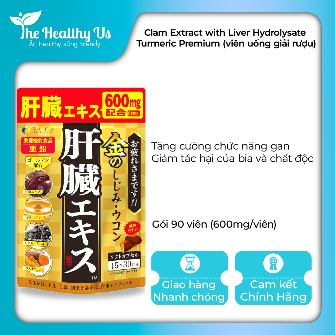 Viên uống giải rượu Clam Extract with Liver Hydrolysate and Turmeric Premium Fine Japan(Gói 90 viên)