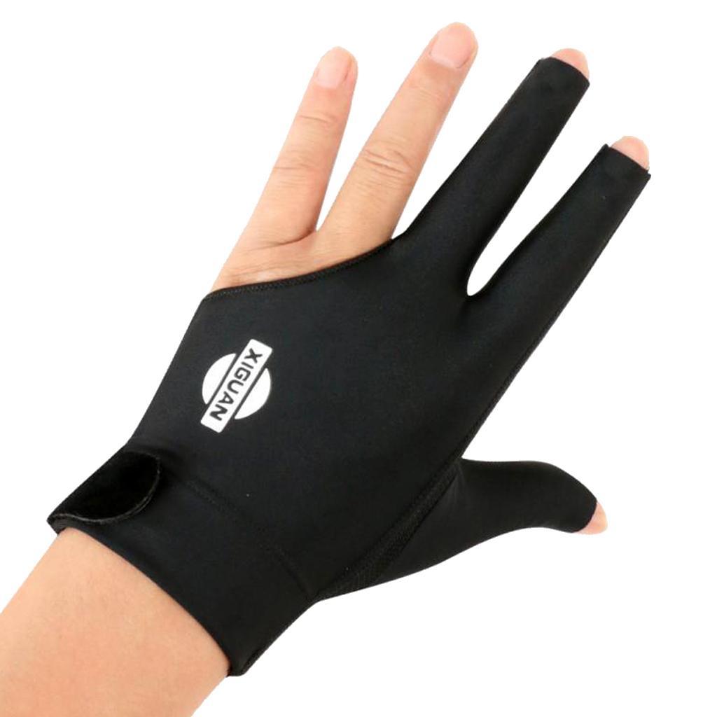 5 schwarze drei Finger Handschuhe fuer Billardspielen Snooker J7Y5 