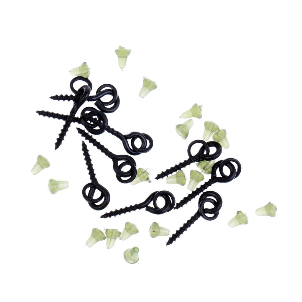40x Green Hook Stops Beads Carp Fishing Tackle Chod Rigs & 20pcs Bait Screws