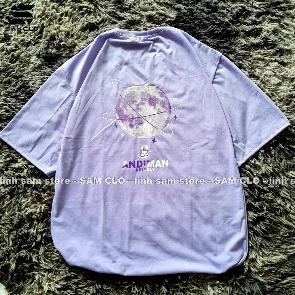 Áo thun tay lỡ nam nữ SAM CLOphông form rộng dáng Unisex - mặc cặp, nhóm, lớp in hình MẶT TRĂNG - THỎ ADINMAN