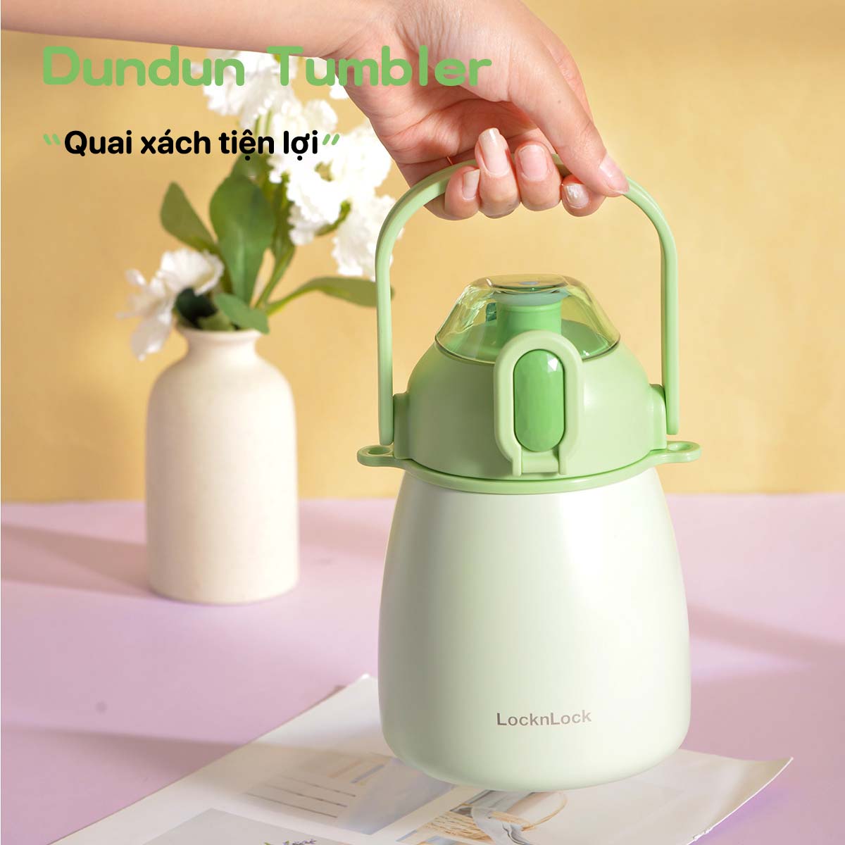 Bình giữ nhiệt LocknLock 1-1.5L LHC3311 LHC3312 - Hàng chính hãng thép không gỉ, nắp bật 1 chạm, có dây deo quai xách tiện lợi -