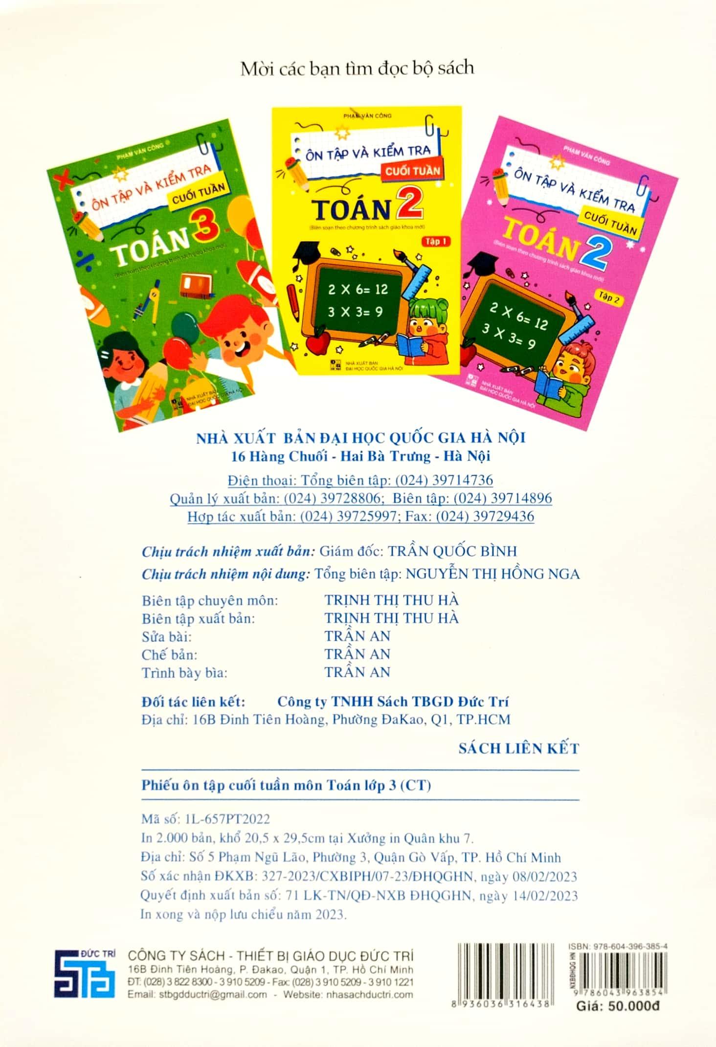 Phiếu Ôn Tập Cuối Tuần Môn Toán Lớp 3