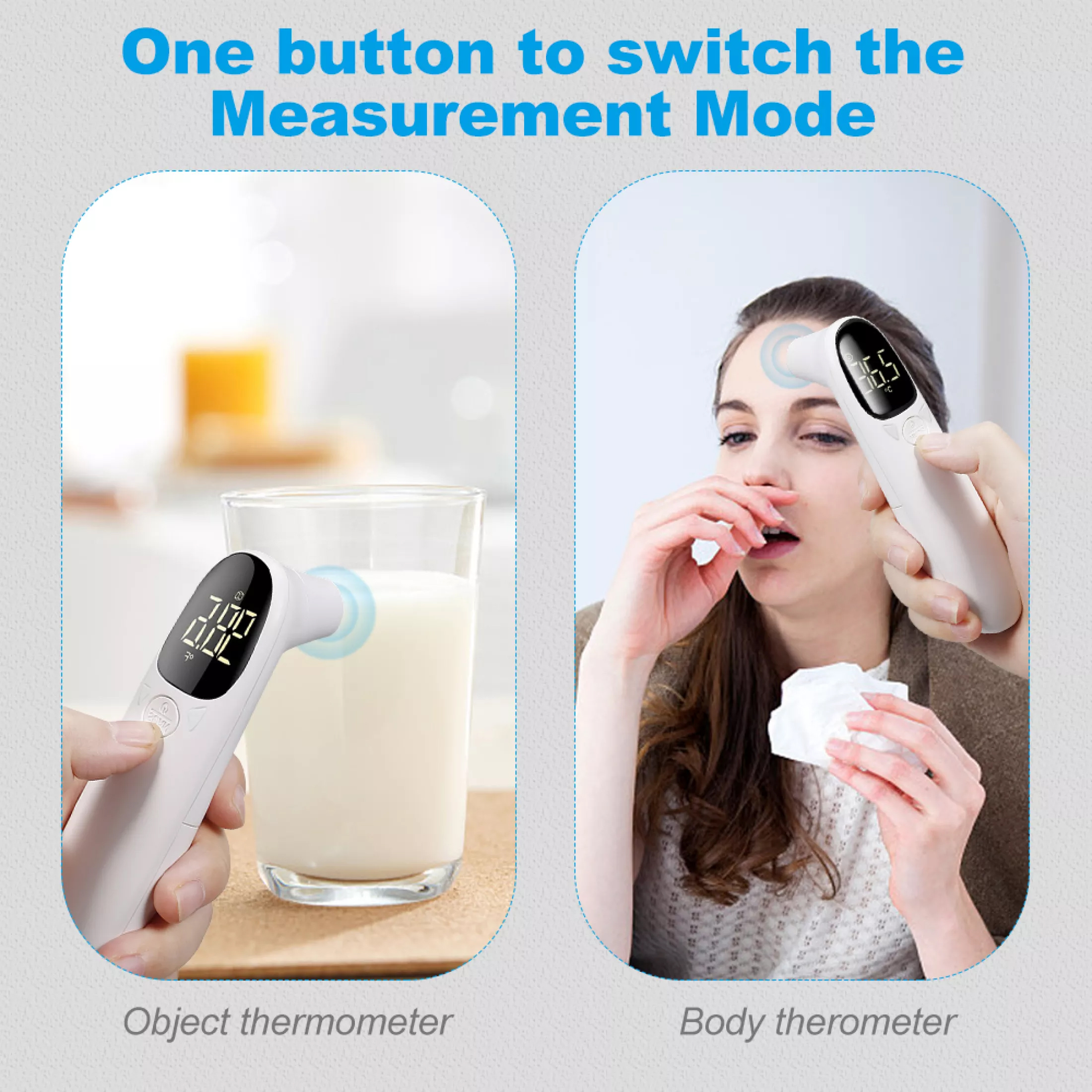Nhiệt Kế Hồng Ngoại Thông Minh Hiển Thị Kỹ Thuật Số Chính Xác Nhanh Chóng Tặng Kèm 2 Pin