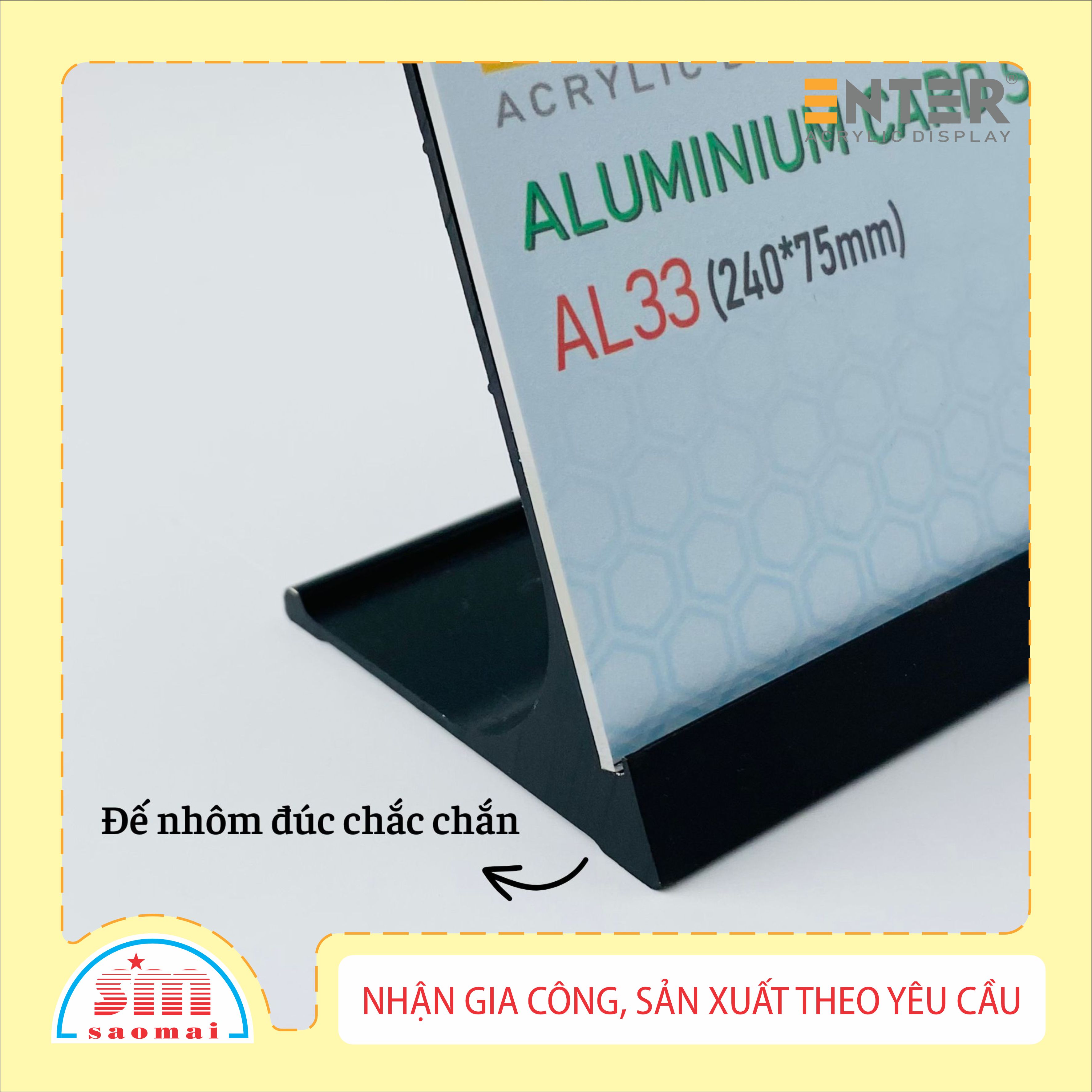 Bảng thông tin để bàn nhôm Enter AL33 240x75mm