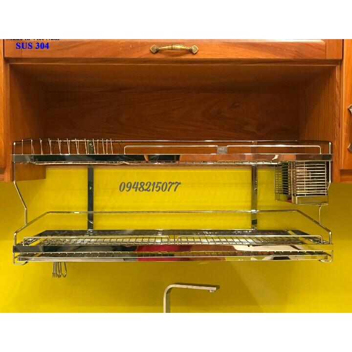 KỆ CHÉN TREO 2 TẦNG INOX 304