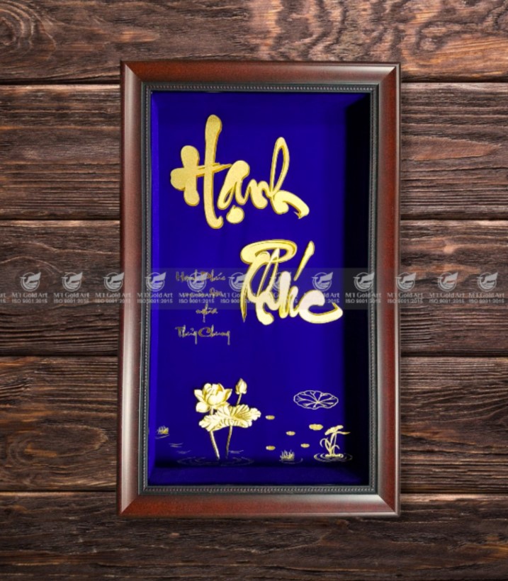 Tranh chữ Hạnh Phúc dát vàng 24k MT Gold Art- Hàng chính hãng, trang trí nhà cửa, phòng làm việc, quà tặng sếp, đối tác, khách hàng, tân gia, khai trương