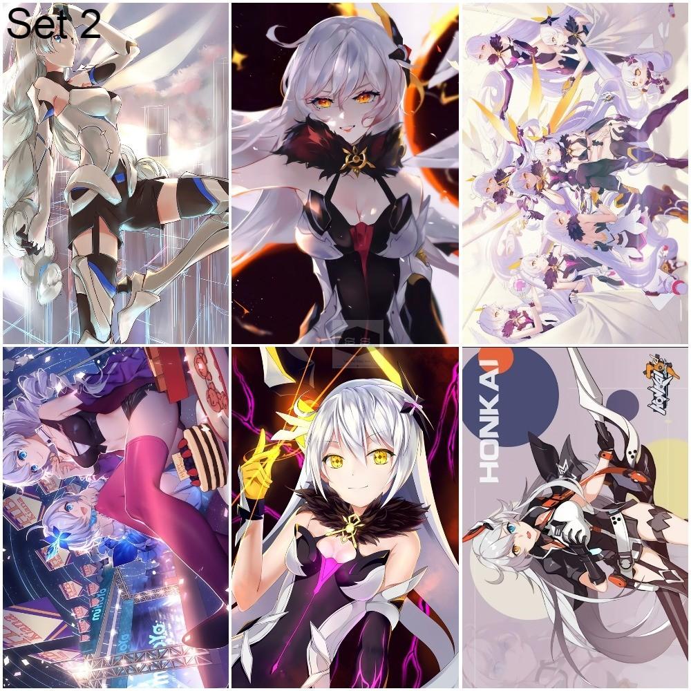 Bộ 6 Áp phích - Poster Game Honkai Impact (bóc dán) - A3, A4, A5