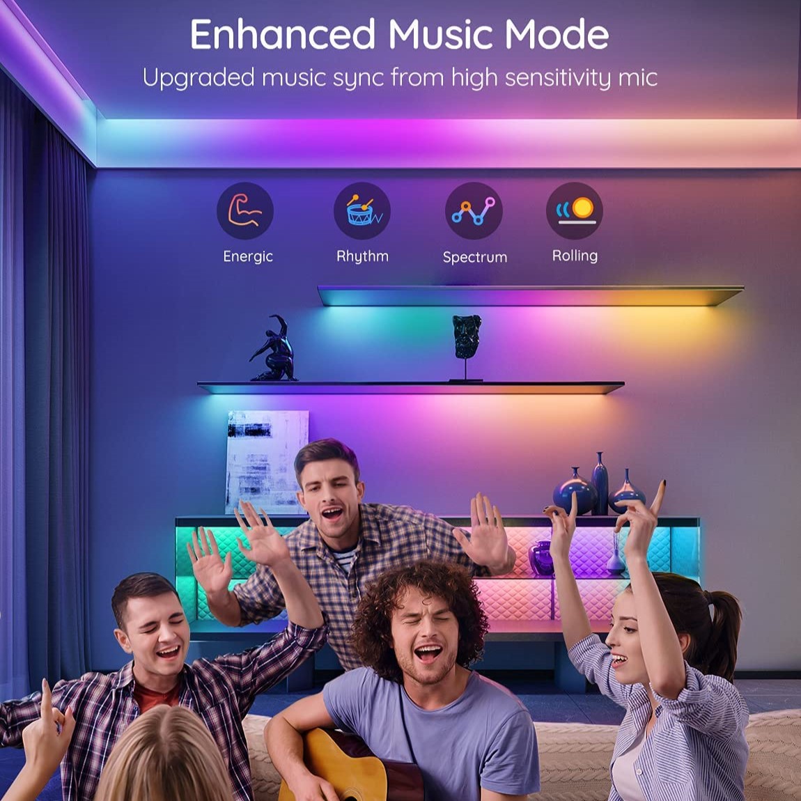 Dây đèn LED Govee RGBIC Wi-Fi+Bluetooth LED Strip Lights H6143 | 16 triệu màu RGBIC, tùy chỉnh màu sắc, thiết kế thông minh | Hàng chính hãng