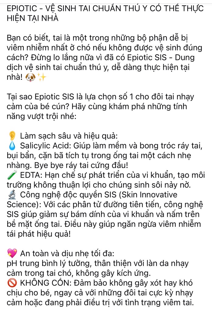Dung dịch vệ sinh tai chó Epiotic (Virbac, Úc, mẫu mới)