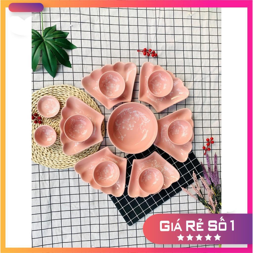 Bộ bát đĩa, bộ đồ ăn mặt trời hoa hồng trắng cao cấp