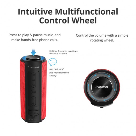 Loa bluetooth 5.0 ngoài trời, âm thanh vòm 360 độ, Bass sâu, Pin trâu Tronsmart Element T6 Plus - Hàng chính hãng