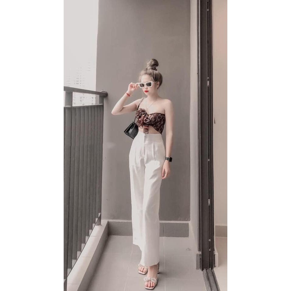 Quần ống suông khóa trước không khuy