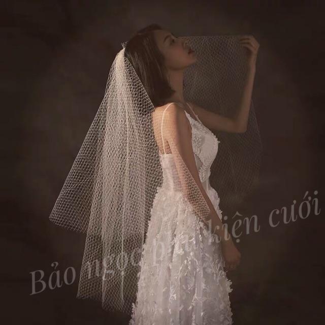 Voan lưới cài tóc cô dâu