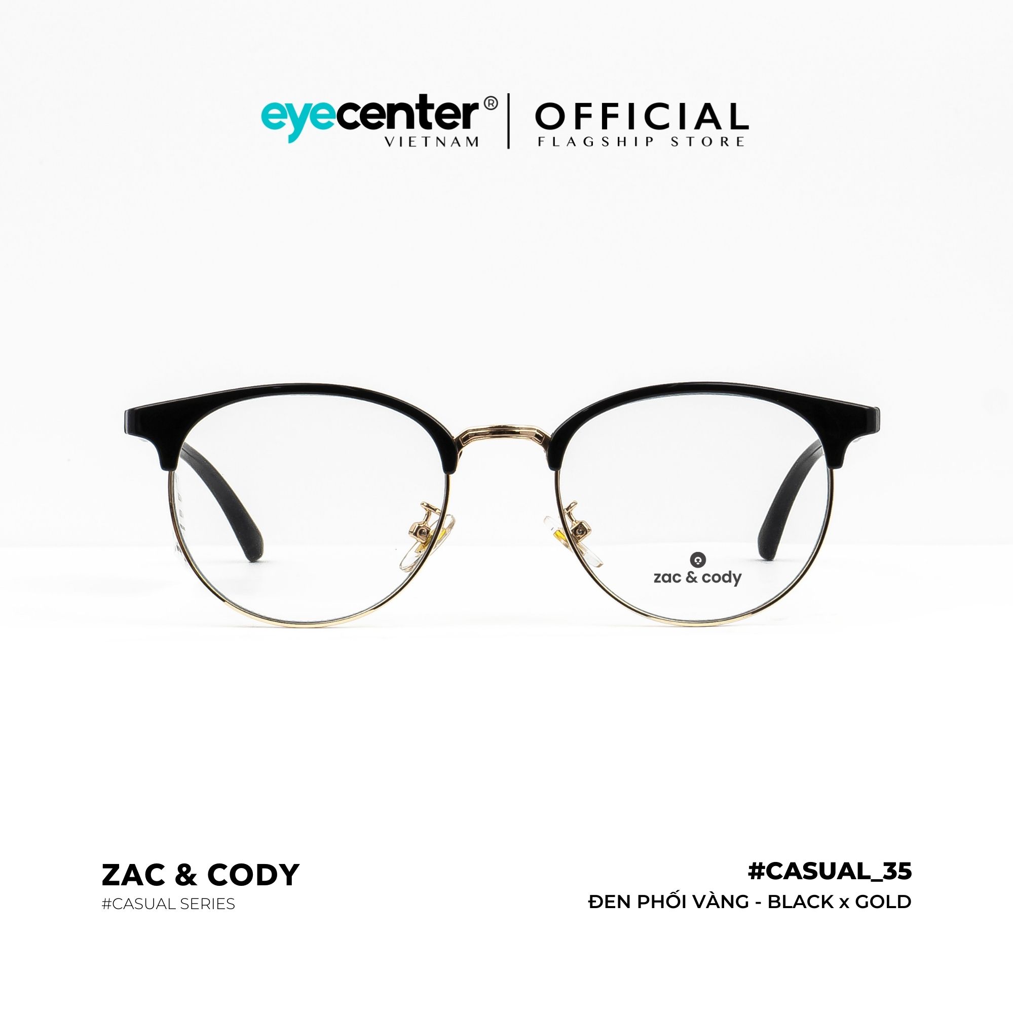 Gọng kính cận nam nữ chính hãng C35-S by ZAC & CODY nhựa dẻo phối kim loại nhập khẩu by Eye Center Vietnam