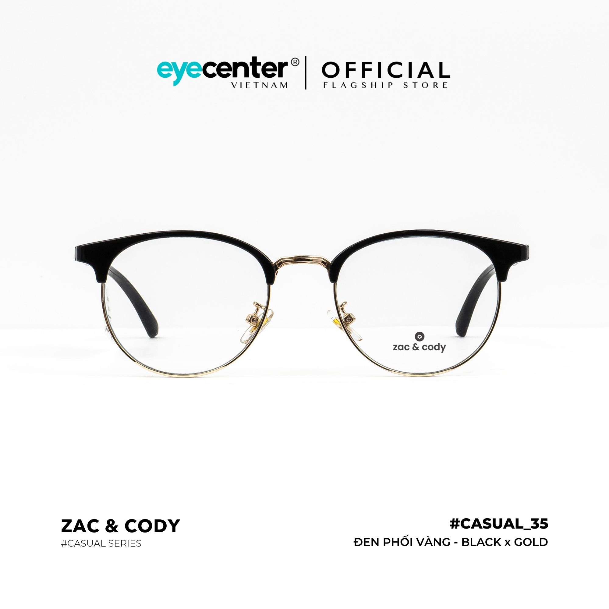 Gọng kính cận nam nữ chính hãng C35-S by ZAC &amp;amp; CODY nhựa dẻo phối kim loại nhập khẩu by Eye Center Vietnam