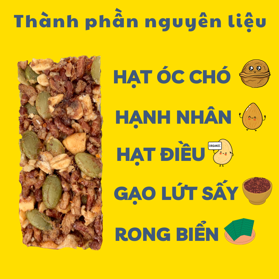 [1 Hộp 12 thanh] Thanh Hạt Gạo Lức Dinh Dưỡng Vị Rong Biển Chính Hãng Pichi (240 gr)