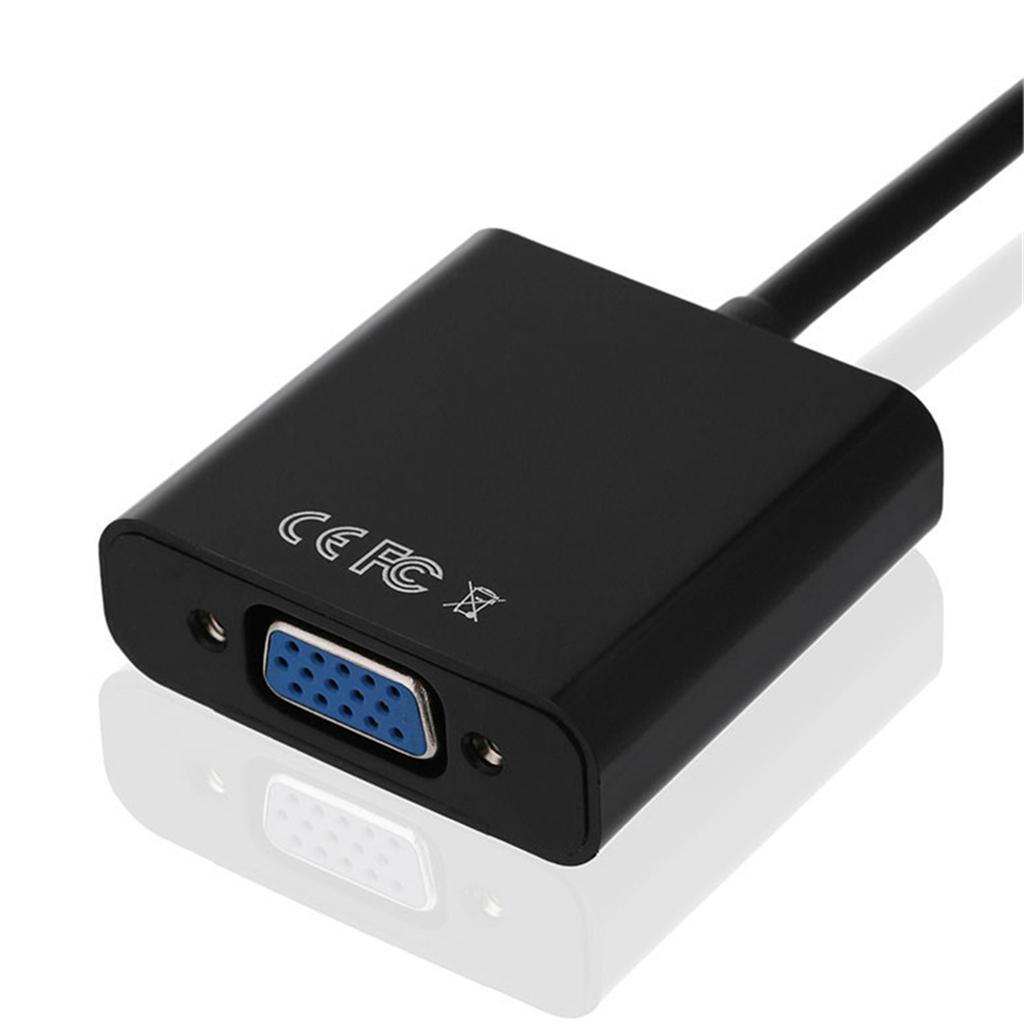 1080p HDMI Male To VGA Female 3.5mm Audio Cable Converter Adapter Black