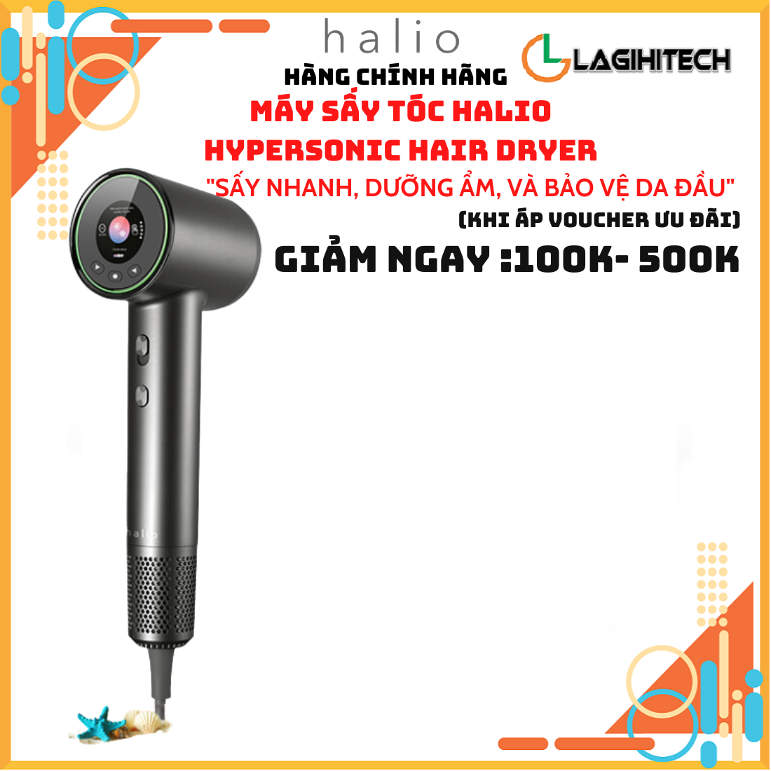 Máy Sấy Tóc Halio Hypersonic Hair Dryer Luân Phiên Nóng Lạnh, Bảo Vệ Da Đầu