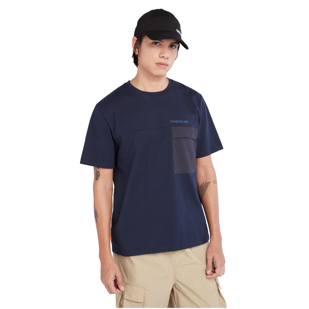 [Original] Timberland Áo Thun Men Mix Media Seersucker Pocket Tee Regular TB0A665N