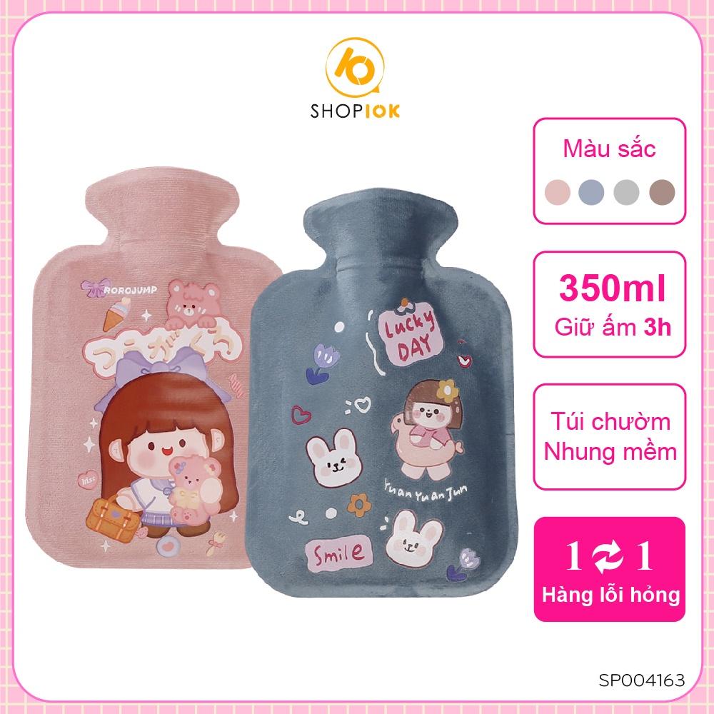 Túi chườm nóng nhung mềm giảm đau bụng kinh, túi chườm giữ ấm, hạ sốt 350ml SHOP10K- SP004163