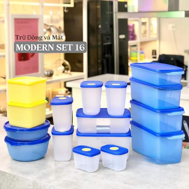 Bộ Hộp Tupperware Trữ Đông và  Mát Modern Set 16 Hộp - Hàng Chính Hãng